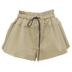 SACAI 2024 khaki cotton blend paperbag drawstring utility bubble shorts JP1 S
