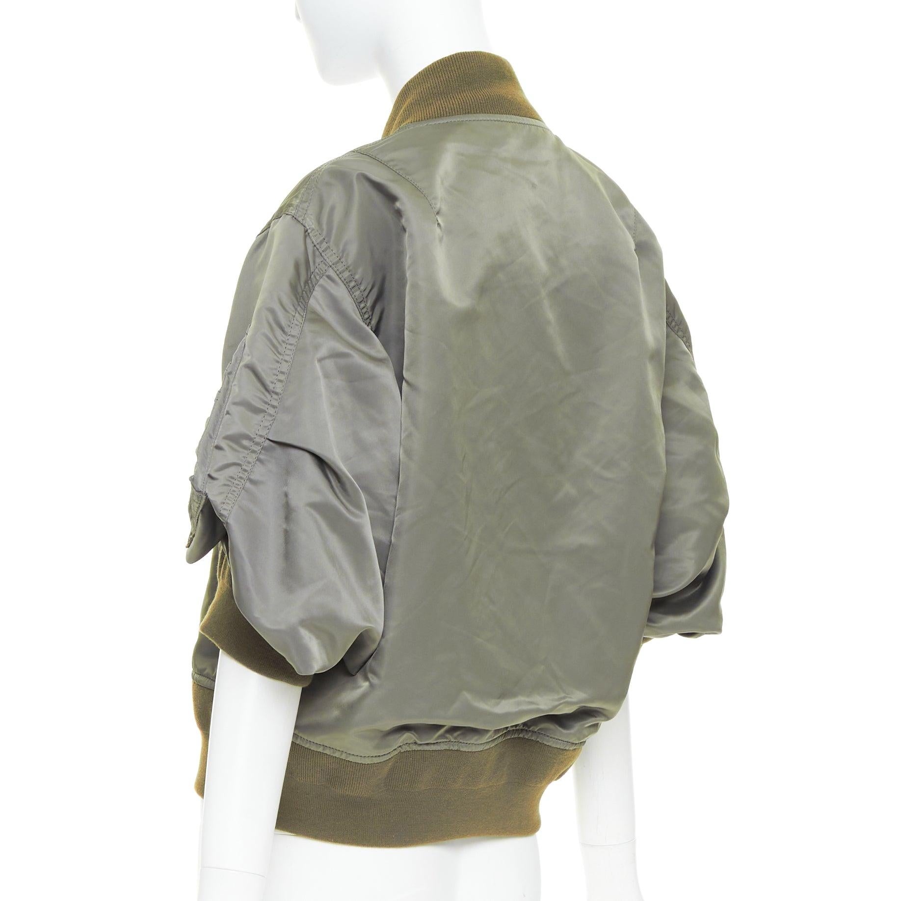 SACAI 2024 khaki nylon twill cocoon half sleeve cropped MA1 bomber JP3 L 2