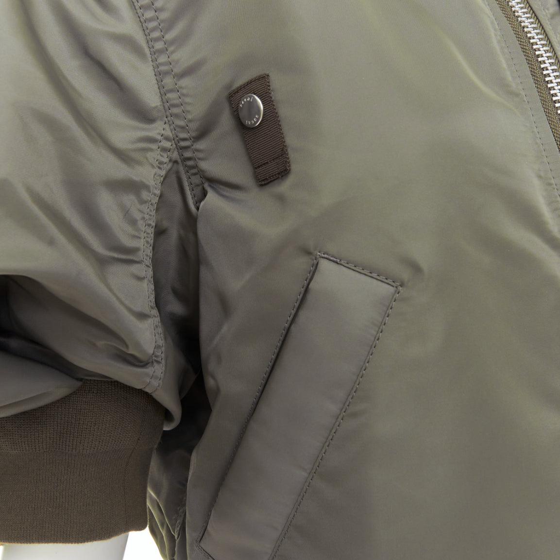 SACAI 2024 khaki nylon twill cocoon half sleeve cropped MA1 bomber JP3 L 3