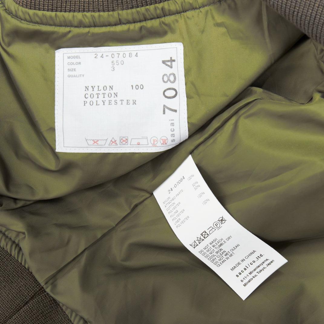 SACAI 2024 khaki nylon twill cocoon half sleeve cropped MA1 bomber JP3 L 4
