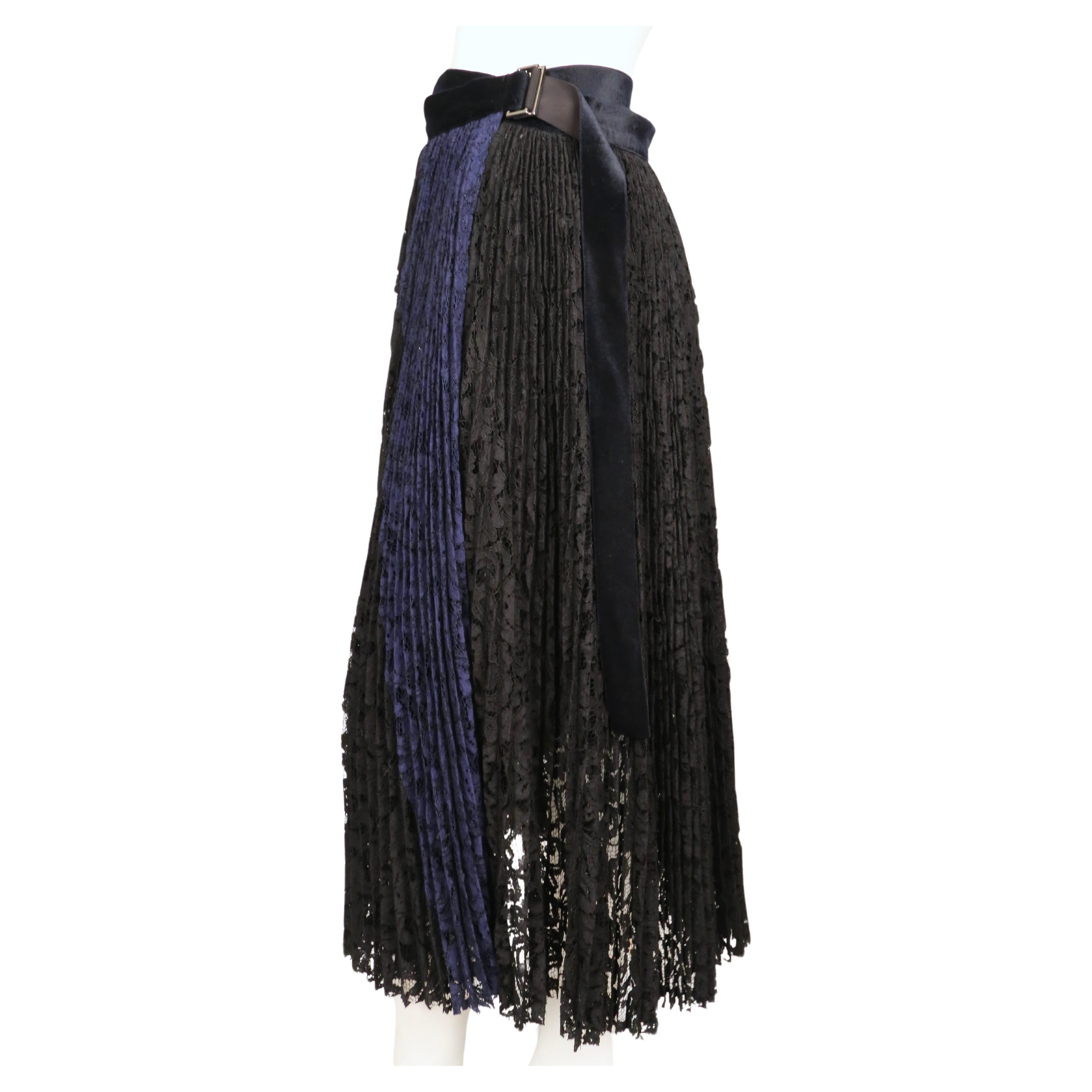 SACAI black and blue lace wrap skirt For Sale 1