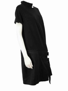 Sacai Black Cotton Asymmetric Buckle Dress Size L