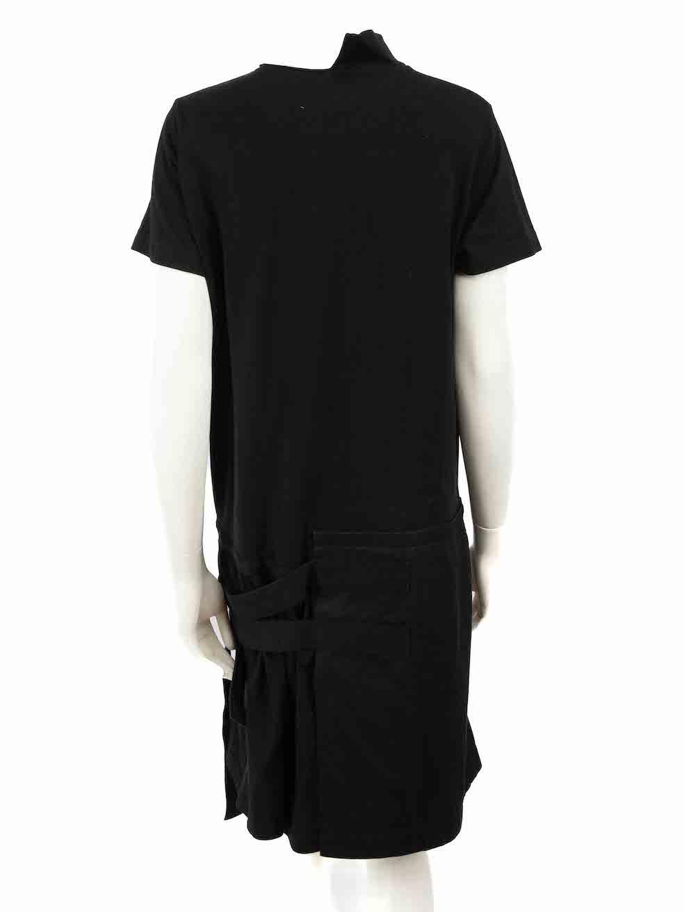Sacai Black Cotton Asymmetric Buckle Dress Size L In Good Condition For Sale In London, GB
