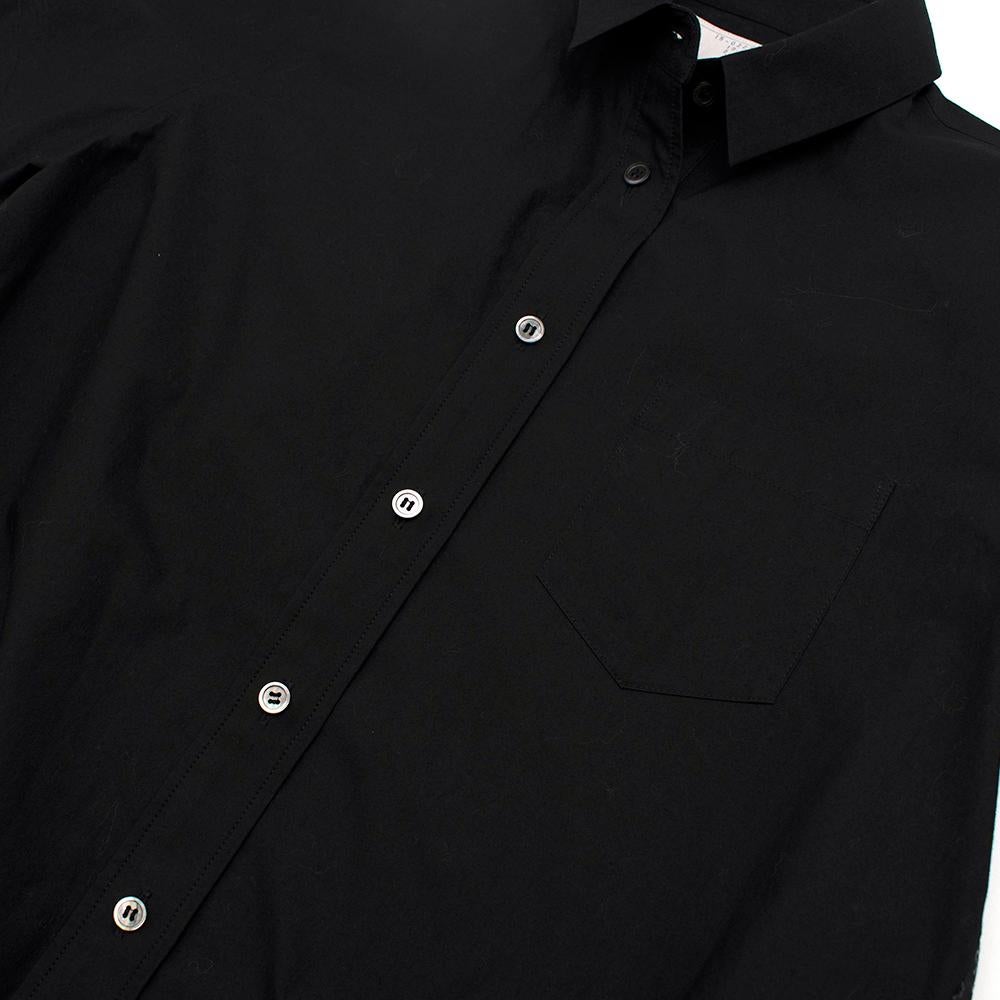 Sacai Black Cotton Shirt with Embroidered Back - Size Medium - JPN 2 In Excellent Condition For Sale In London, GB