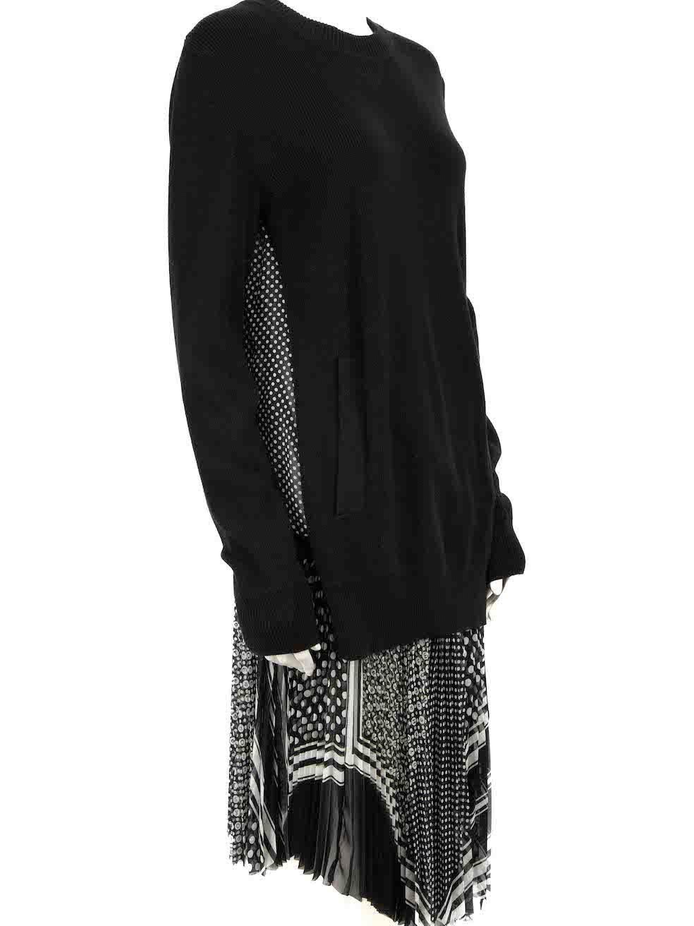 CONDITION is Very good. Hardly any visible wear to dress is evident on this used Sacai designer resale item.
 
 Details
 Black
 Cotton
 Knit dress
 Midi
 Back printed panelled detail
 Long sleeves
 Round neck
 Pleated hem
 2x Side pockets
 
 
 Made