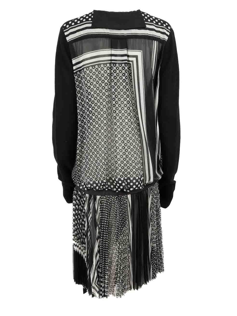 Sacai Black Knitted Printed Panel Midi Dress Size L In Good Condition For Sale In London, GB