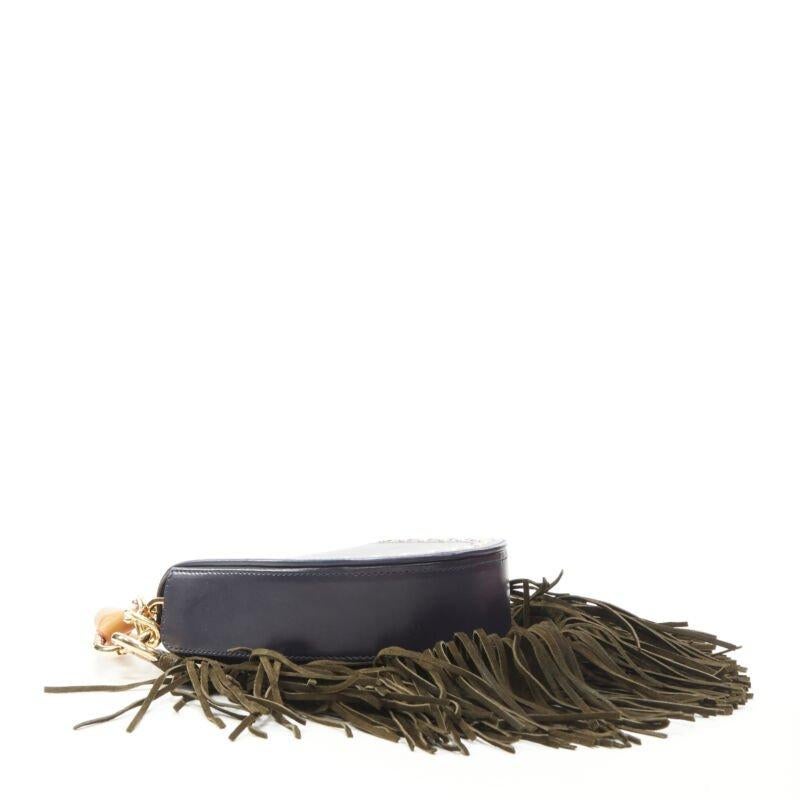SACAI black leather gold studded fringe gold chain saddle bag 1
