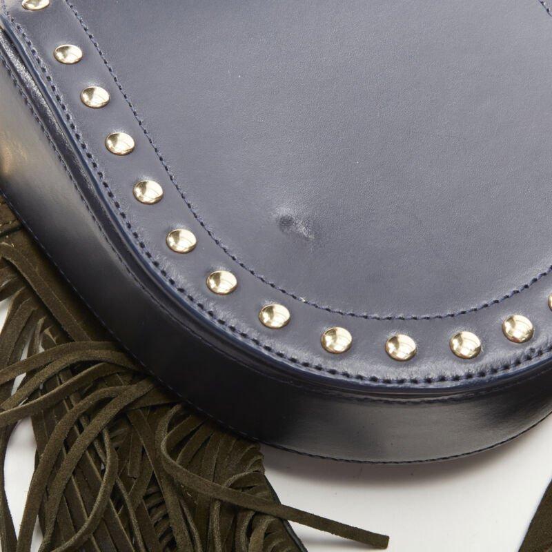 SACAI black leather gold studded fringe gold chain saddle bag 3