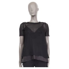 SACAI black polyester PLEATED SHEER SHORT SLEEVE Top Shirt S
