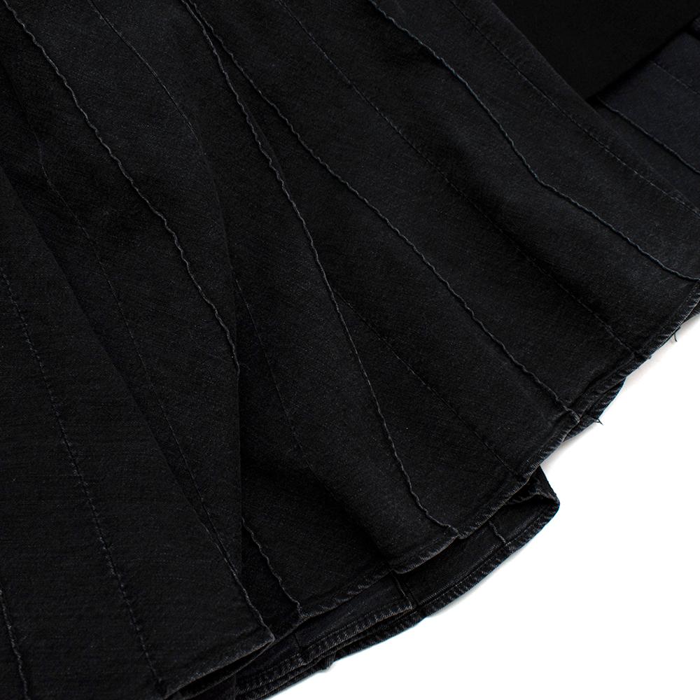 Sacai Black Wool Pleated Denim Skirt Midi Dress - Size JNP 2 (Medium) For Sale 1