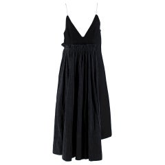 Sacai Black Wool Pleated Denim Skirt Midi Dress - Size JNP 2 (Medium)