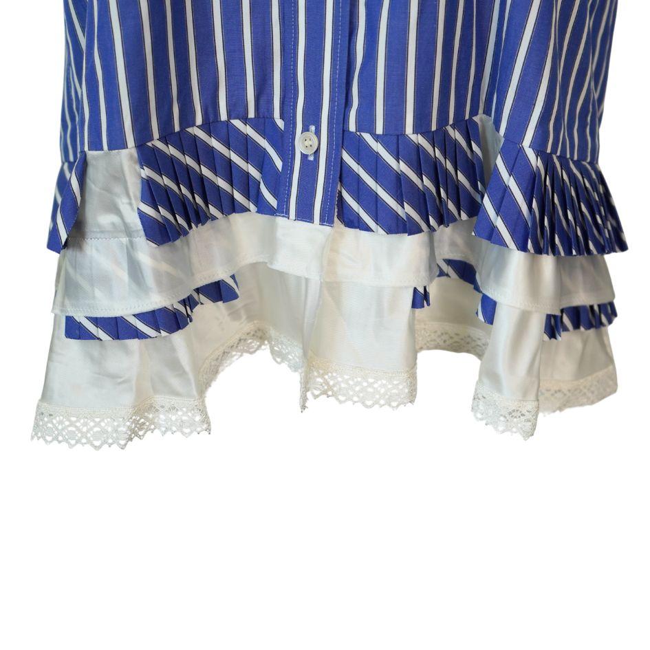 Viola Sacai Blue and White Striped Button Up Top in vendita
