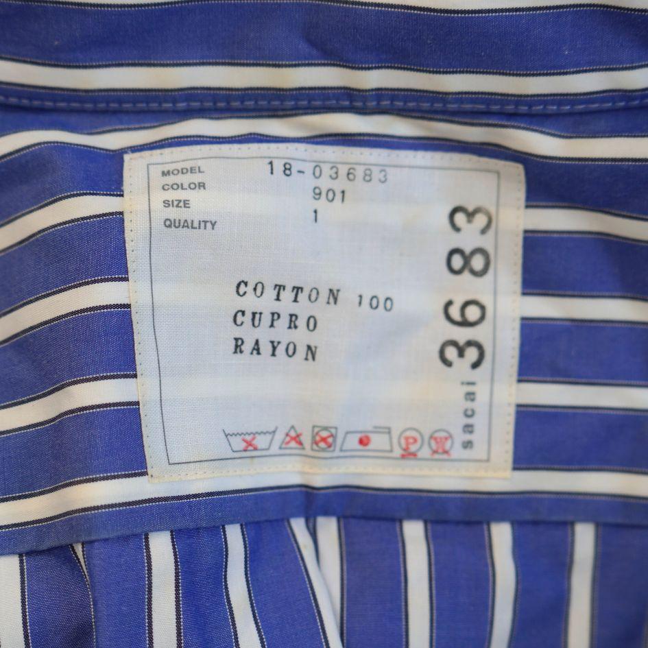 Sacai Blue and White Striped Button Up Top in vendita 4