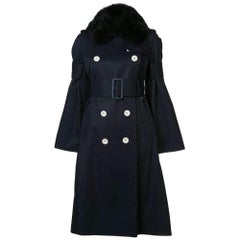 SACAI Blue Double Breasted Cotton-twill Trench Coat