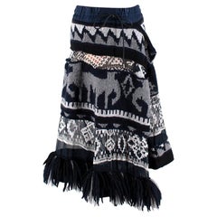 Sacai Jupe asymétrique à panneaux en mousseline de soie bleue et grise - Taille Medium - 2