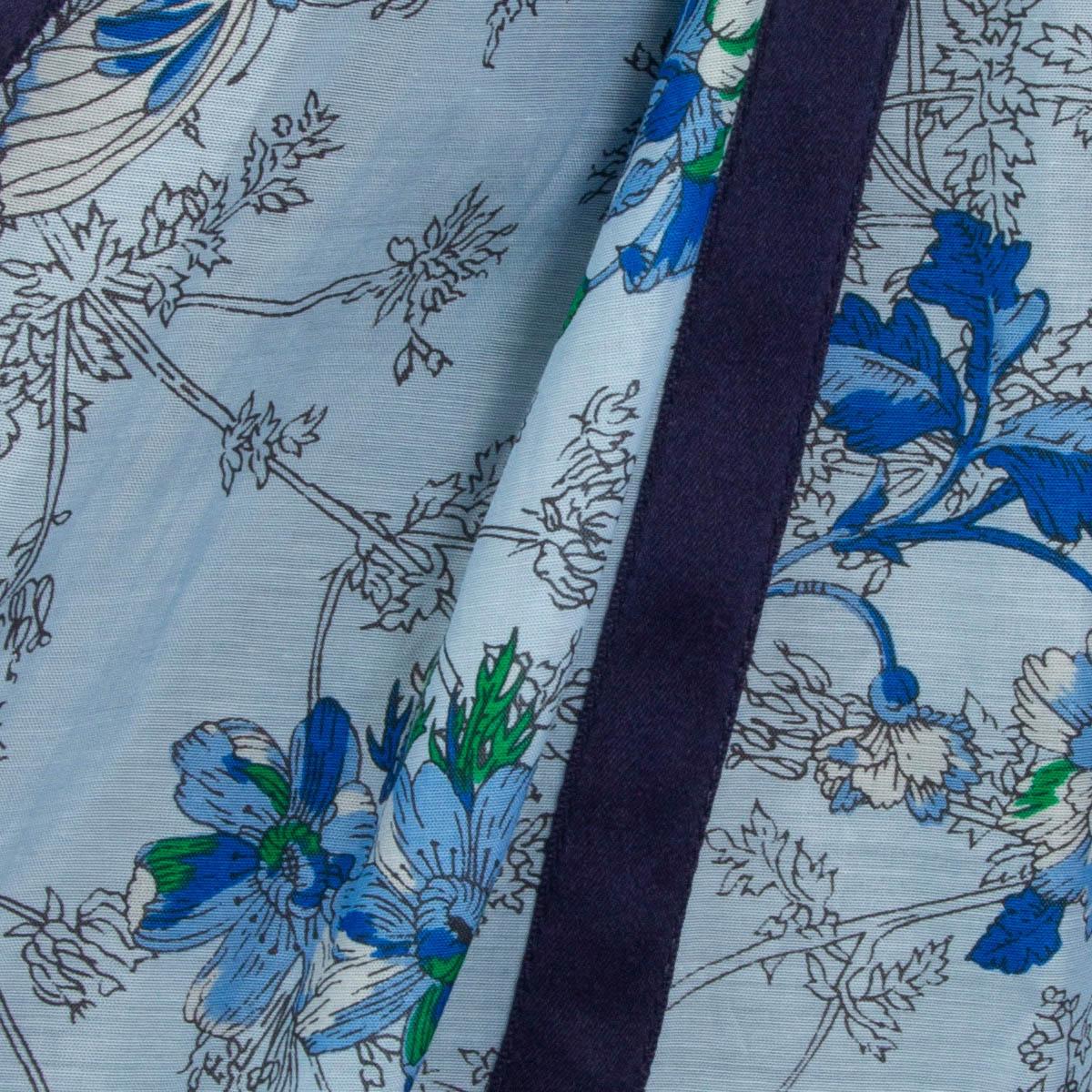 Women's SACAI blue silk 2014 FLORAL PLEATED APRON Dress 3 S For Sale