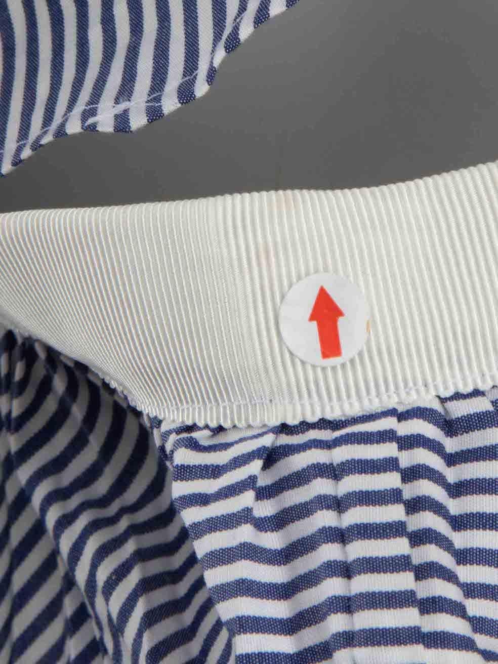 Women's Sacai Blue Striped Pleat Detail Dress Size S