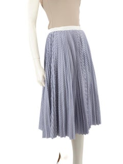 Sacai Blue Striped Pleated Midi Skirt Size S