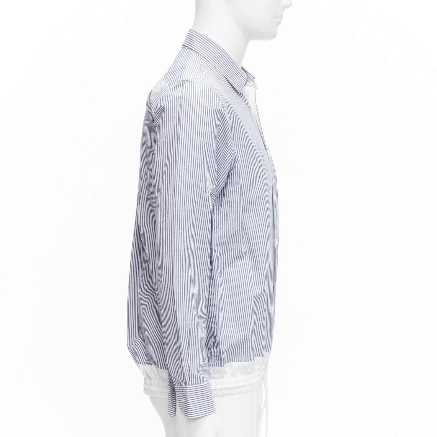 SACAI blue white striped cotton linen nylon drawstring shirt JP2 M In Excellent Condition For Sale In Hong Kong, NT