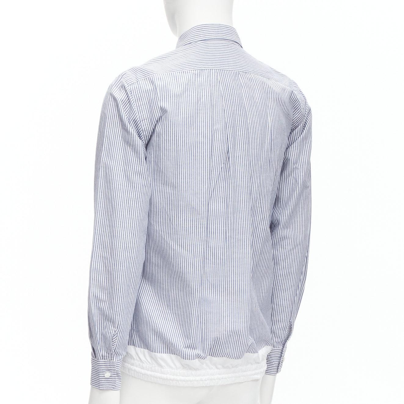 SACAI blue white striped cotton linen nylon drawstring shirt JP2 M For Sale 1