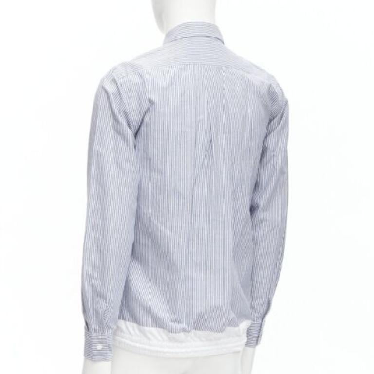 SACAI blue white striped cotton linen nylon drawstring shirt JP2 M 1