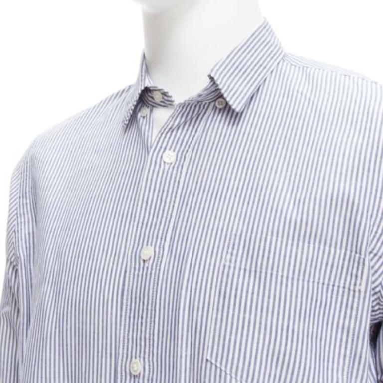 SACAI blue white striped cotton linen nylon drawstring shirt JP2 M 2