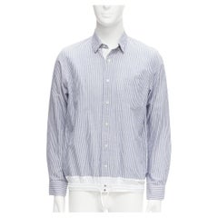 SACAI chemise à cordon en coton, lin et nylon rayée bleue et blanche JP2 M