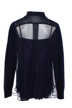 Sacai, Blue wool top with transparent back