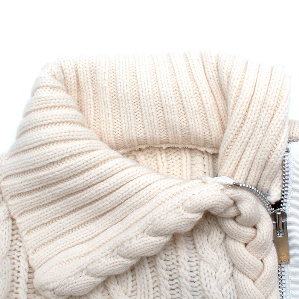 Sacai Braided Cable Knit Faux-fur-cuff Jacket In 159 Owh Gre 2 - Size XXS In New Condition In London, GB