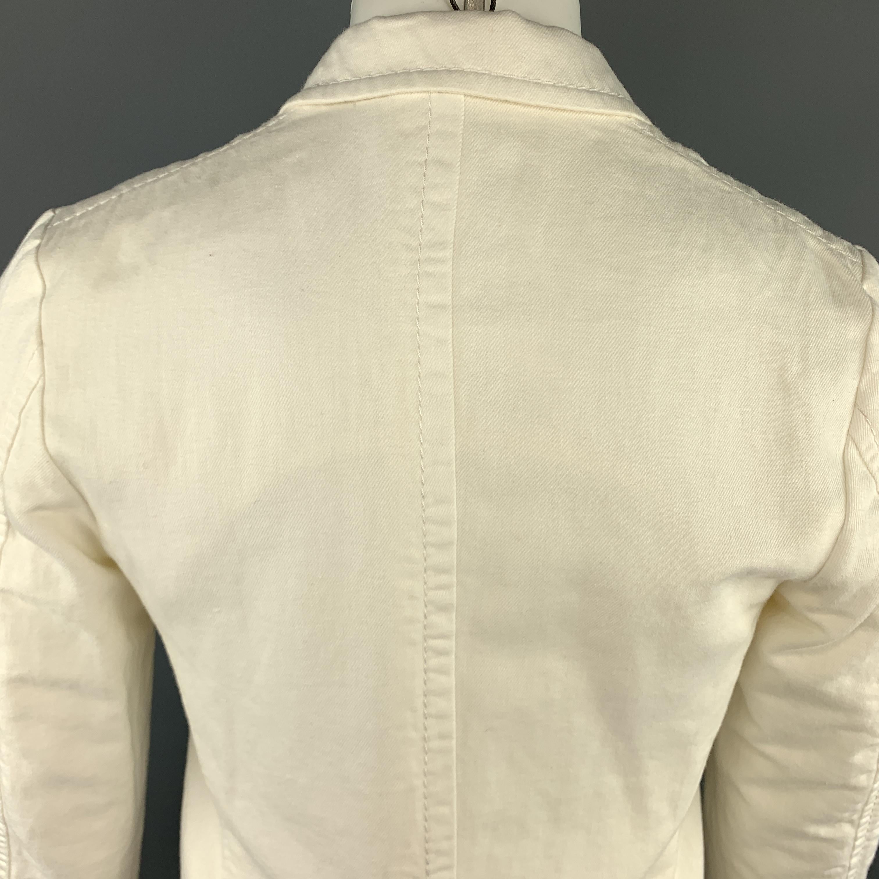 SACAI Chest Size S Off White Cotton / Linen Notch Lapel Panel Ruffle Sport Coat 3