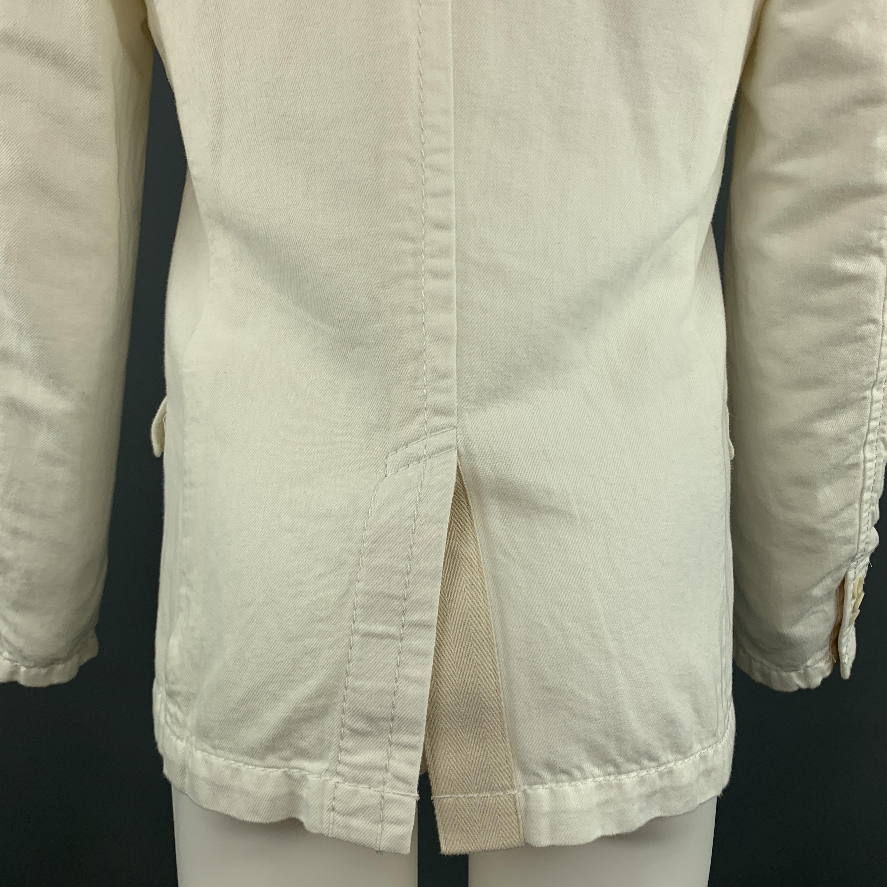 SACAI Chest Size S Off White Cotton / Linen Notch Lapel Panel Ruffle Sport Coat 4
