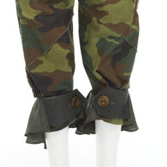 SACAI Chitose Abe green camouflage deconstructed patchwork flared hem pants S
