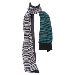 SACAI CHITOSE ABE green grey aztec wool knit scarf