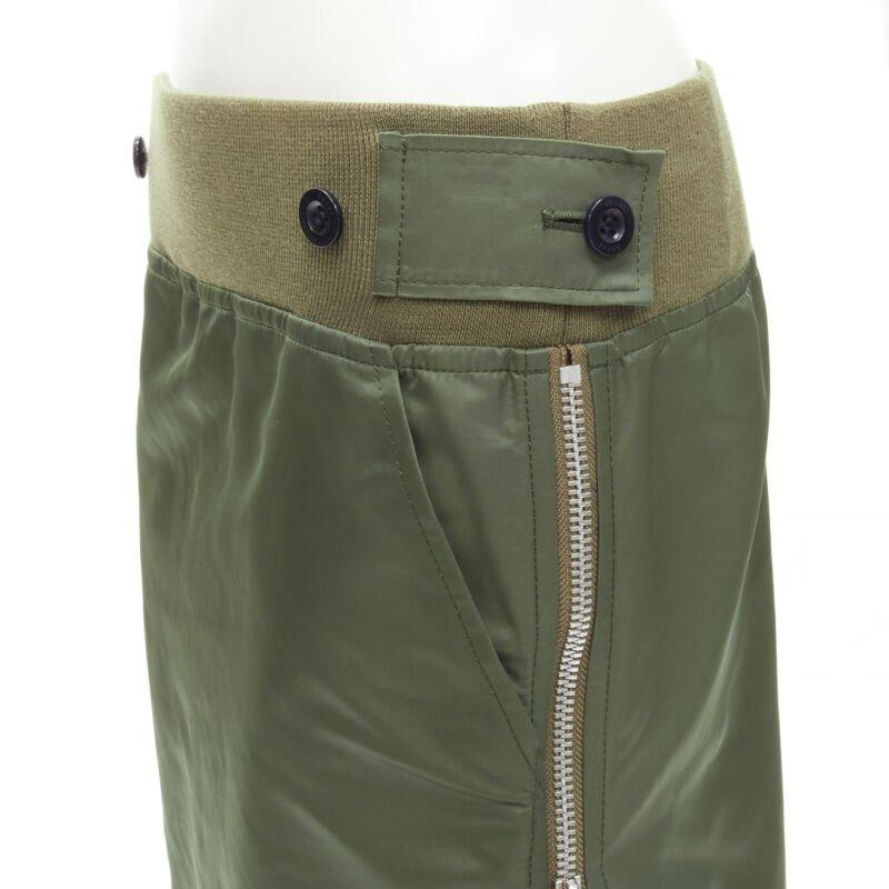 SACAI Chitose Abe green nylon deconstructed MA1 bomber flared skirt S 5