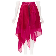 SACAI Chitose Abe red fuschia pink pleated wrap handkerchief draped skirt S