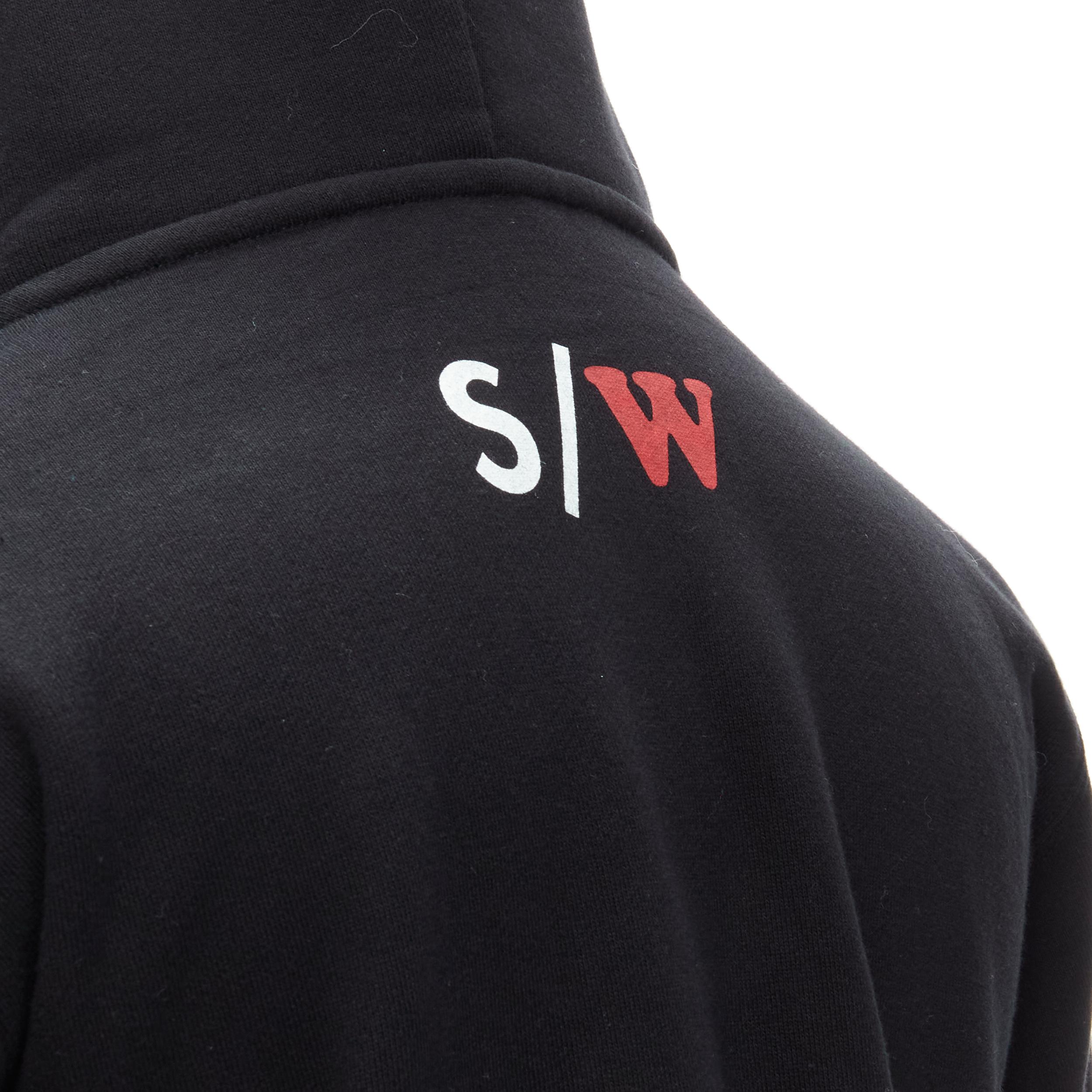 Women's SACAI Chitose Abe Spring/Winter logo print black side zip hoodie S