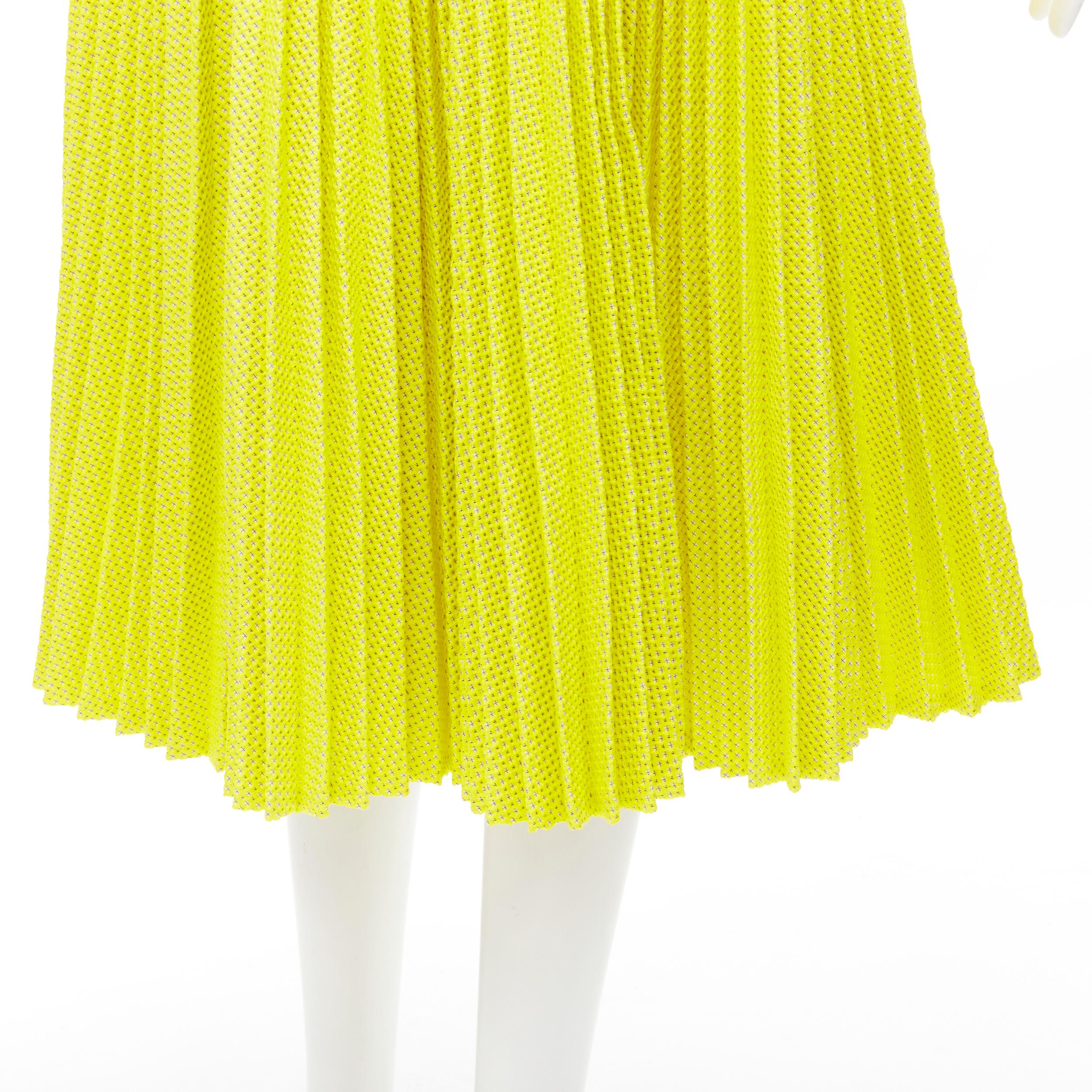 SACAI Chitose Abe yellow grey lattice deconstructed belted pleated skirt S In Excellent Condition In Hong Kong, NT