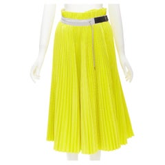 SACAI Chitose Abe yellow grey lattice deconstructed belted pleated skirt S