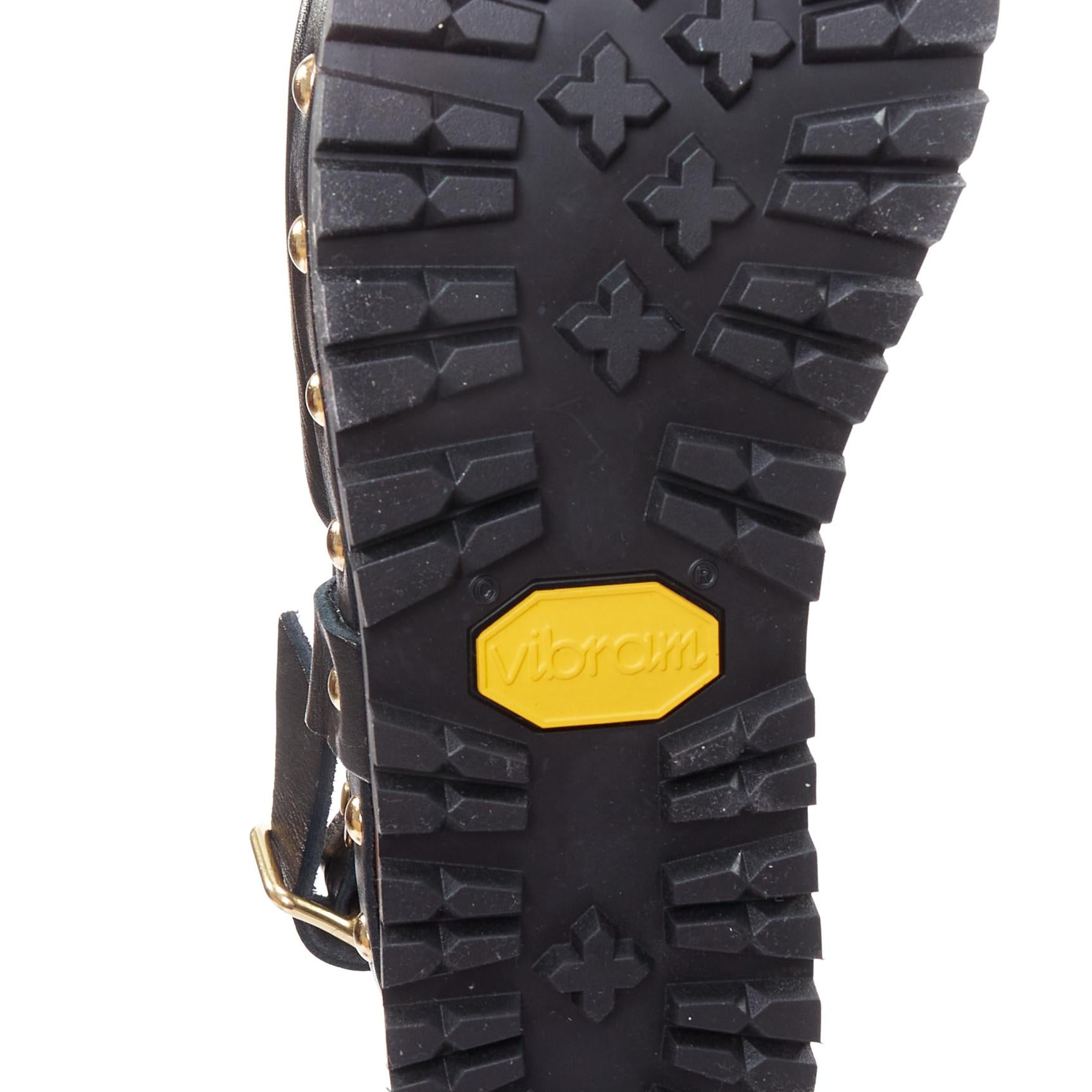 SACAI Clog black leather gold studs wooden platform shoes EU37 For Sale 5