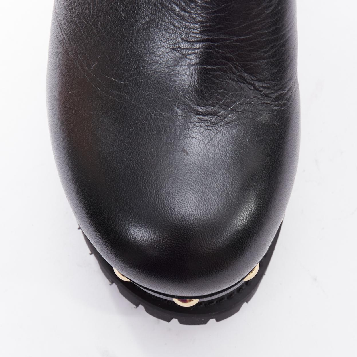 SACAI Clog black leather gold studs wooden platform shoes EU37 For Sale 1