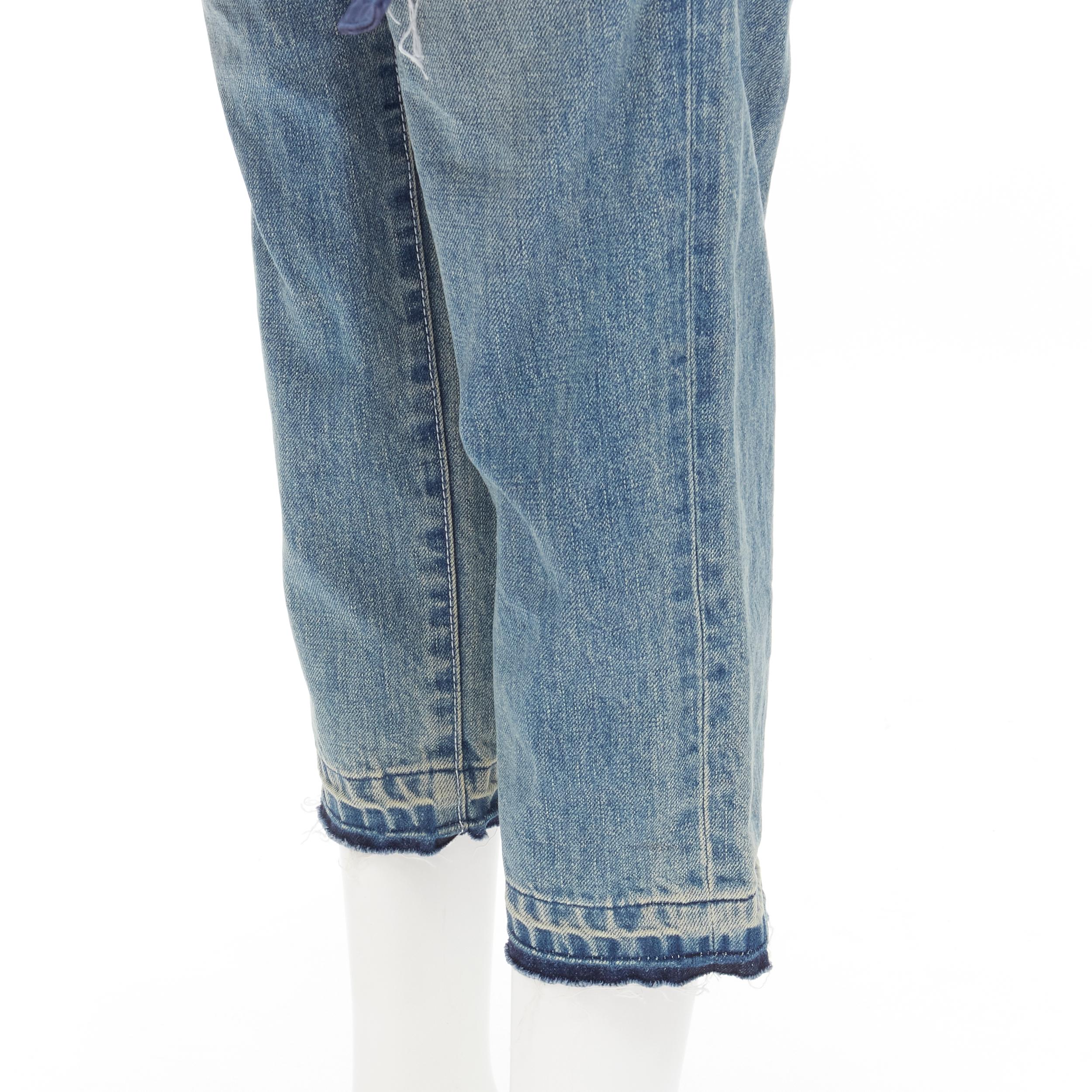 SACAI deconstructed denim pleated wrap skirt layered ripped jeans XS 3
