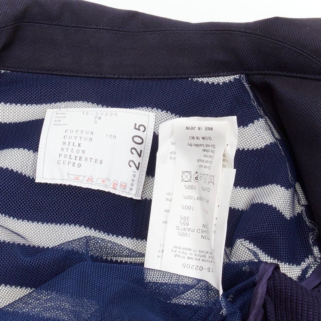SACAI deconstructed nautical stripe detached corset belt flare coat JP3 L For Sale 5