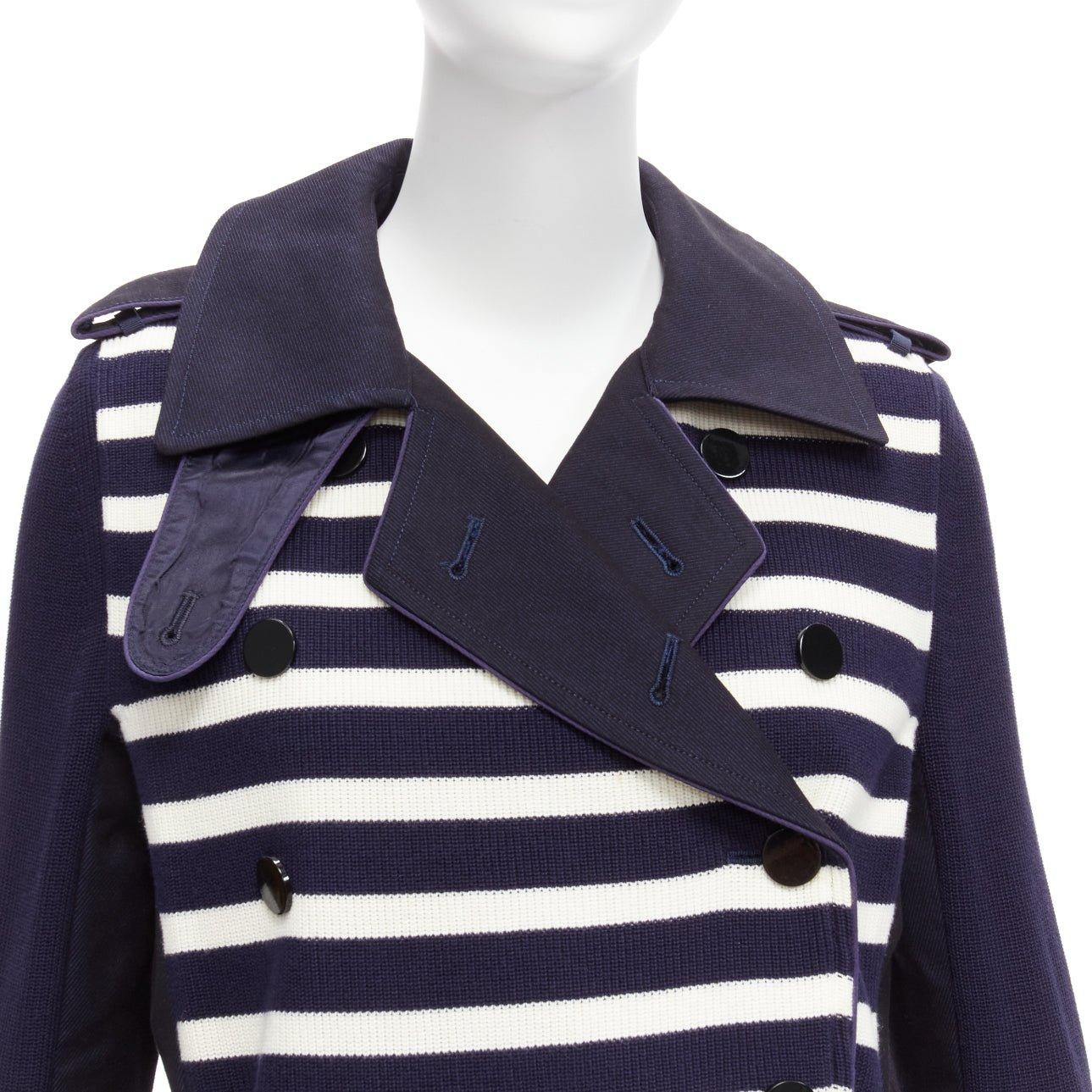SACAI deconstructed nautical stripe detached corset belt flare coat JP3 L For Sale 3
