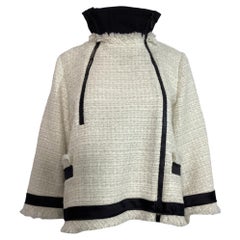 Chaqueta de tweed de Sacai con doble cremallera, de lana blanca