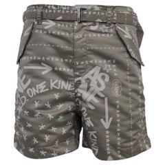 Sacai Eric Haze Bandana Print Shorts in Khaki Green Nylon