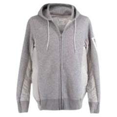 Sacai grey cotton blend zipped hoodie