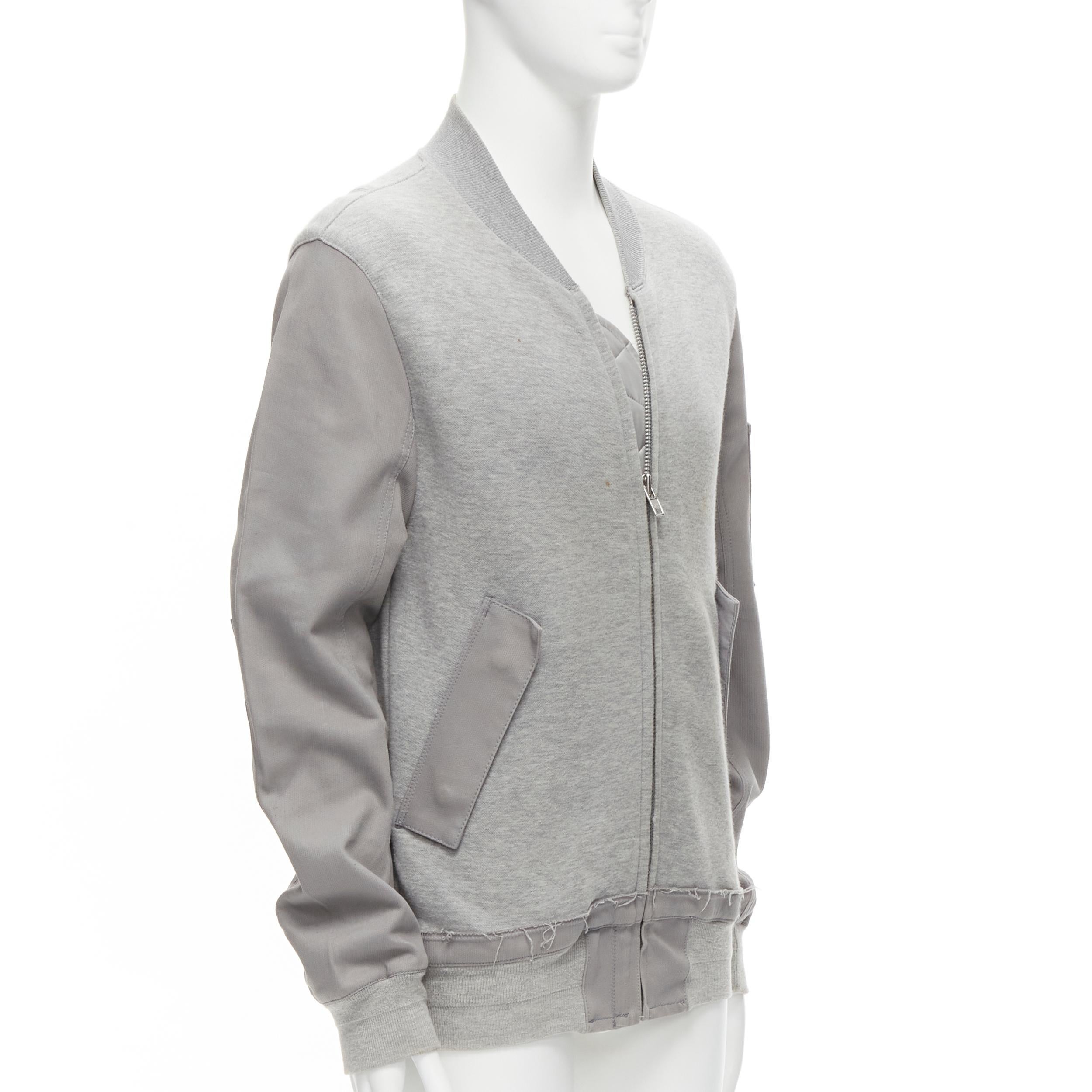 SACAI grey jersey contrast sleeves casual bomber jacket JP2 M For Sale 5