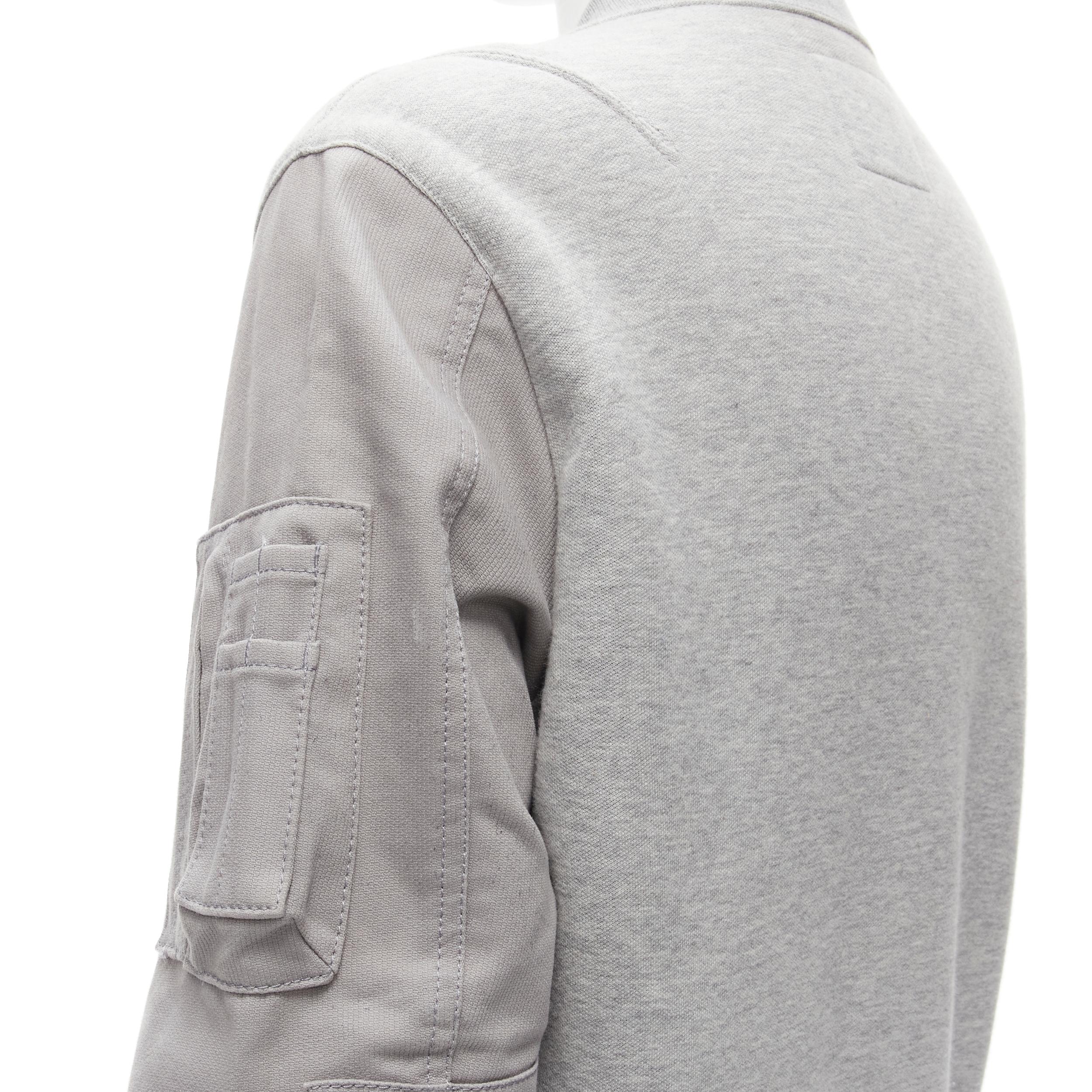SACAI grey jersey contrast sleeves casual bomber jacket JP2 M For Sale 2
