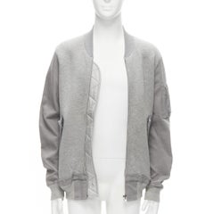 SACAI grey jersey contrast sleeves casual bomber jacket JP2 M