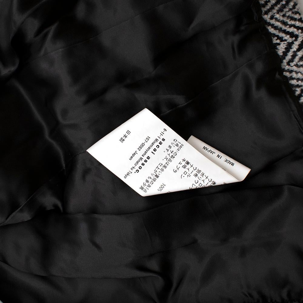 Sacai Grey Wool Chevron Tweed Layered Jacket & Skirt - Size Medium - 2 For Sale 4